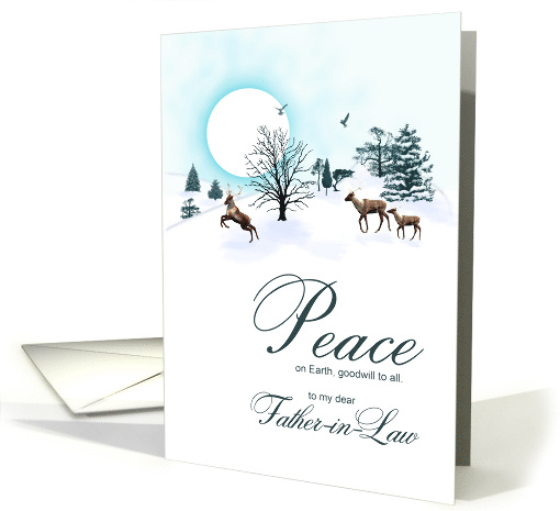 Father-in-law, Christmas scene with reindeer card (1526178)