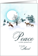 Aunt, Christmas scene with reindeer card