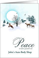 Add your business name, Christmas scene with reindeer card