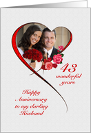 Romantic 43rd Wedding Anniversary for Husband card