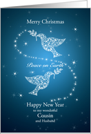Cousin and Husband, Doves of Peace Christmas card