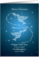 Goddaughter and her family,Doves of Peace Christmas card