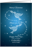 Godmother and her Family,Doves of Peace Christmas card
