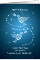 Grandson and his Family,Doves of Peace Christmas card