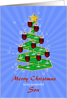 My Son, Wine Glasses Christmas tree card