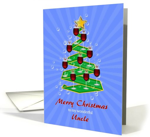 Uncle, Wine Glasses Christmas tree card (1549986)