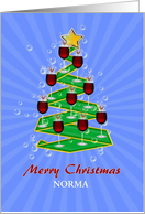 Add a name, Wine Glasses Christmas tree card