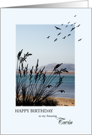 Twin Birthday, Seaside Scene card