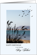 Step-father Birthday, Seaside Scene card