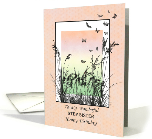Step sister, Birthday, Grass and Butterflies card (1572660)