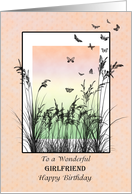 Girlfriend, Birthday, Grass and Butterflies card