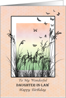 Daughter-in-Law, Birthday, Grass and Butterflies card