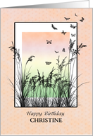 Add a Name, Birthday, Grass and Butterflies card