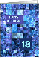 18th Birthday, Blue Squares, Custom Age card