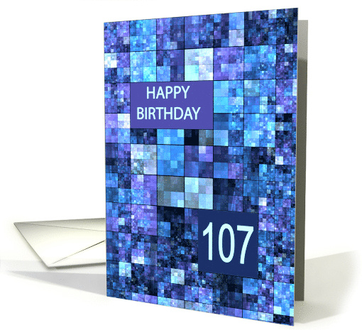 107th Birthday, Birthday, Blue Squares, card (1592214)