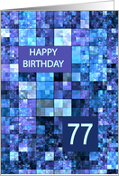 77th Birthday, Blue Squares, card