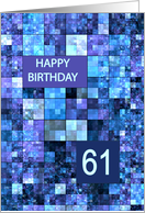 61st Birthday, Blue Squares, card