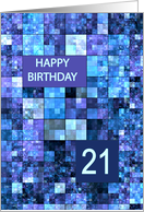 21st Birthday, Blue Squares, card