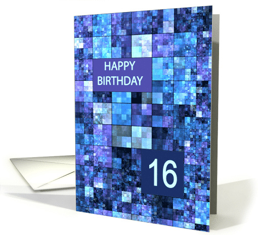 16th Birthday, Blue Squares, card (1592560)