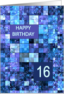 16th Birthday, Blue Squares, card