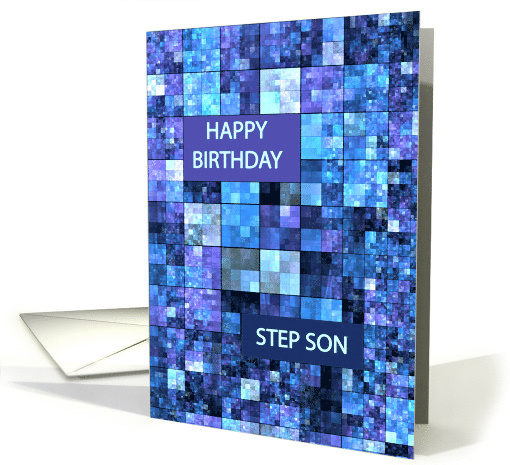 Step Son Birthday, Blue Squares, card (1600072)