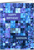 Godson Birthday, Blue Squares, card