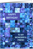 Friend Birthday, Blue Squares, card