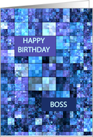 Boss Birthday, Blue Squares, card