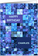 Add a Name, Birthday, Blue Squares, card
