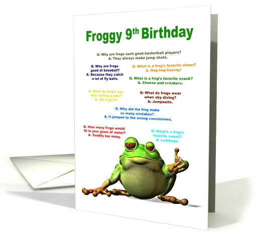 9th Birthday, Frog Jokes card (1600544)