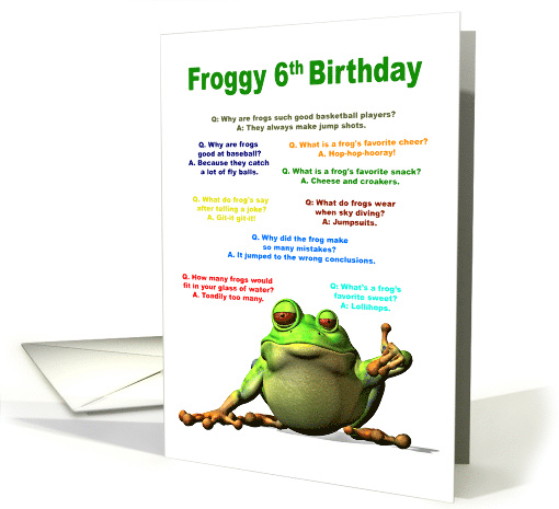6th Birthday, Frog Jokes card (1600548)