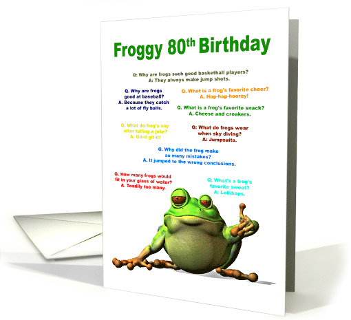 80th Birthday, Frog Jokes card (1600562)