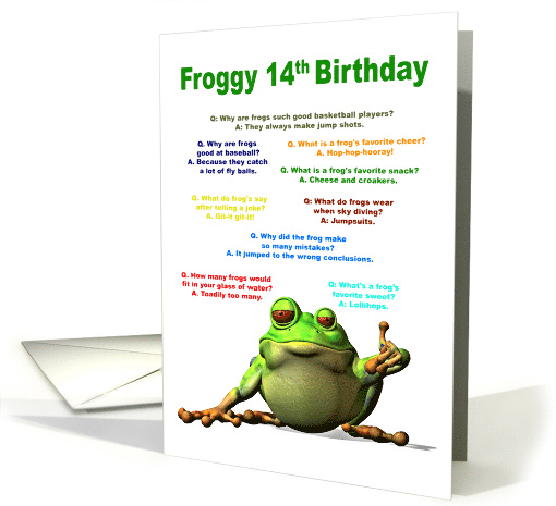 14th Birthday, Frog Jokes card (1600596)