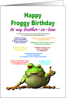 Brother-in-Law, Birthday, Frog Jokes card