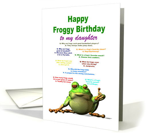 Daughter, Birthday, Frog Jokes card (1600624)