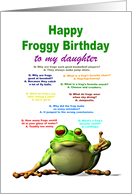 Daughter, Birthday, Frog Jokes card