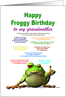 Grandmother, Birthday, Frog Jokes card