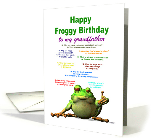Grandfather, Birthday, Frog Jokes card (1600696)