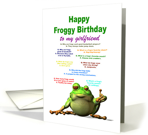Girlfriend, Birthday, Frog Jokes card (1600722)
