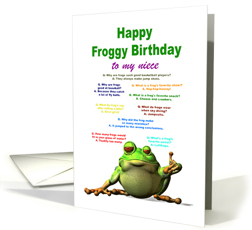 Niece, Birthday, Frog Jokes card (1600728)