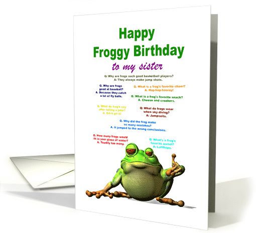 Sister, Birthday, Frog Jokes card (1600730)