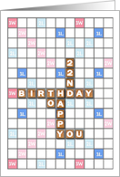 22nd Birthday, Game Board card
