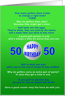 50th Birthday, Golf Jokes card