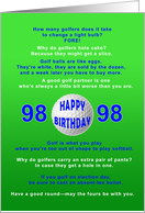 98th Birthday, Golf Jokes card