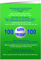 100th Birthday, Golf Jokes card