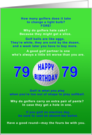 79th Birthday, Golf Jokes card