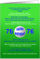 76th Birthday, Golf Jokes card