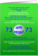 73rd Birthday, Golf Jokes card