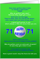 71st Birthday, Golf Jokes card