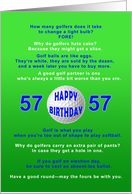 57th Birthday, Golf Jokes card